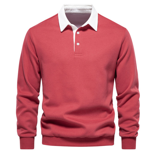 Warmer Herren Langarm Polo Pullover, bequeme & stilvolle Bekleidung für kalte Tage.