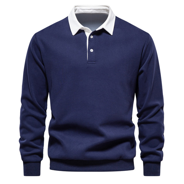 Herren Langarm Polo Pullover für Winter & Herbst, elegant & komfortabel.