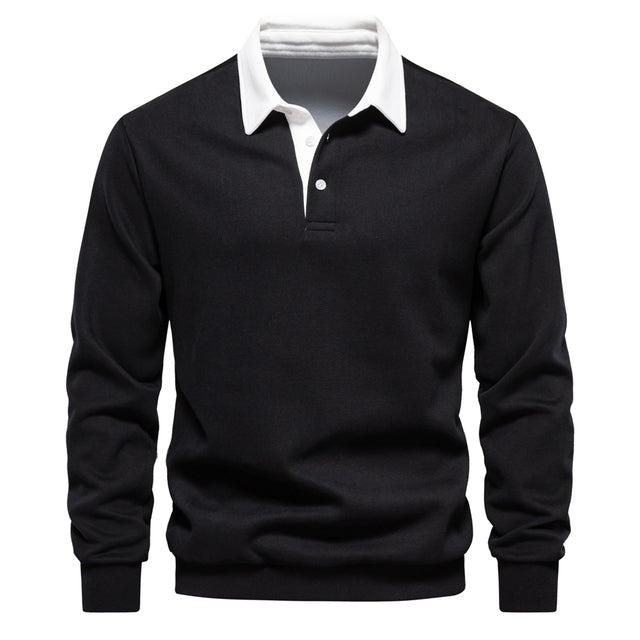Moderner Herren Langarm Polo Pullover, vielseitige Bekleidung für Herbst- & Winteroutfits.