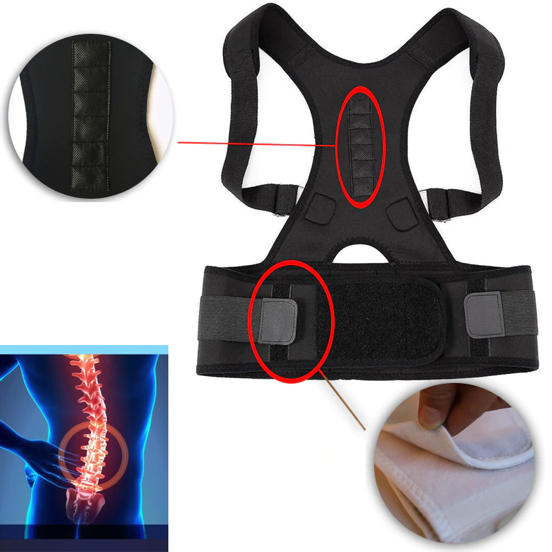 Person trägt atmungsaktive magnetische Rückenstütze für optimale Haltung und Komfort den ganzen Tag.