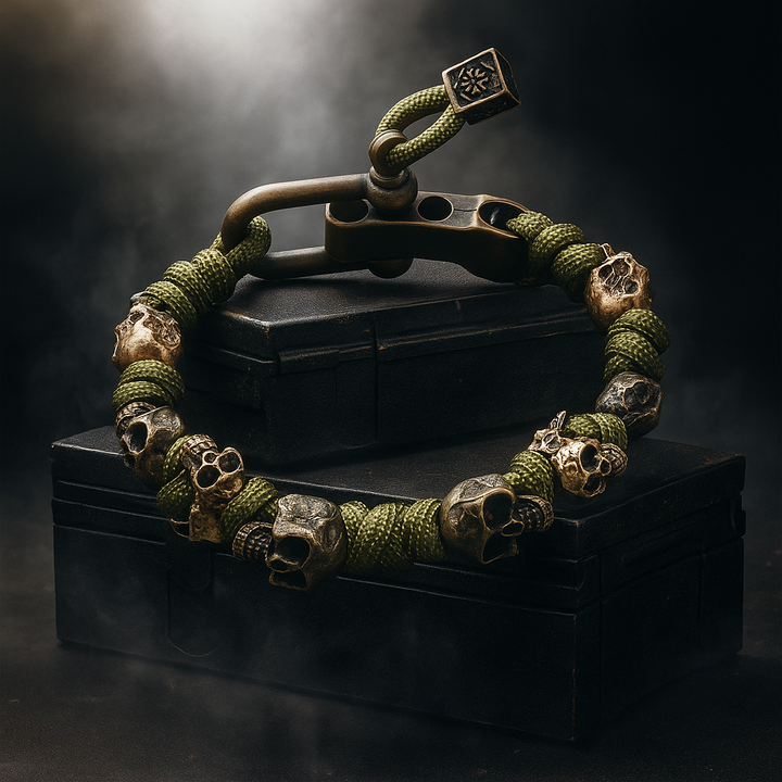 Robustes Herren-Skull-Armband, verstellbar und langlebig, ideal als markantes Gothic-Accessoire und Männerschmuck.