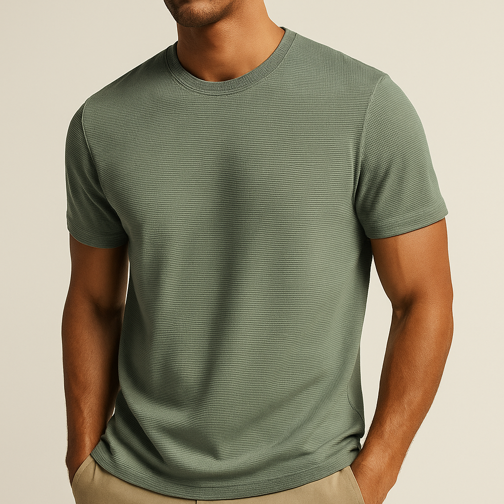 Herren Sommer T-Shirt im lässigen Relaxed Fit, kombiniert mit Shorts; perfekter Freizeitlook für warme Tage.
