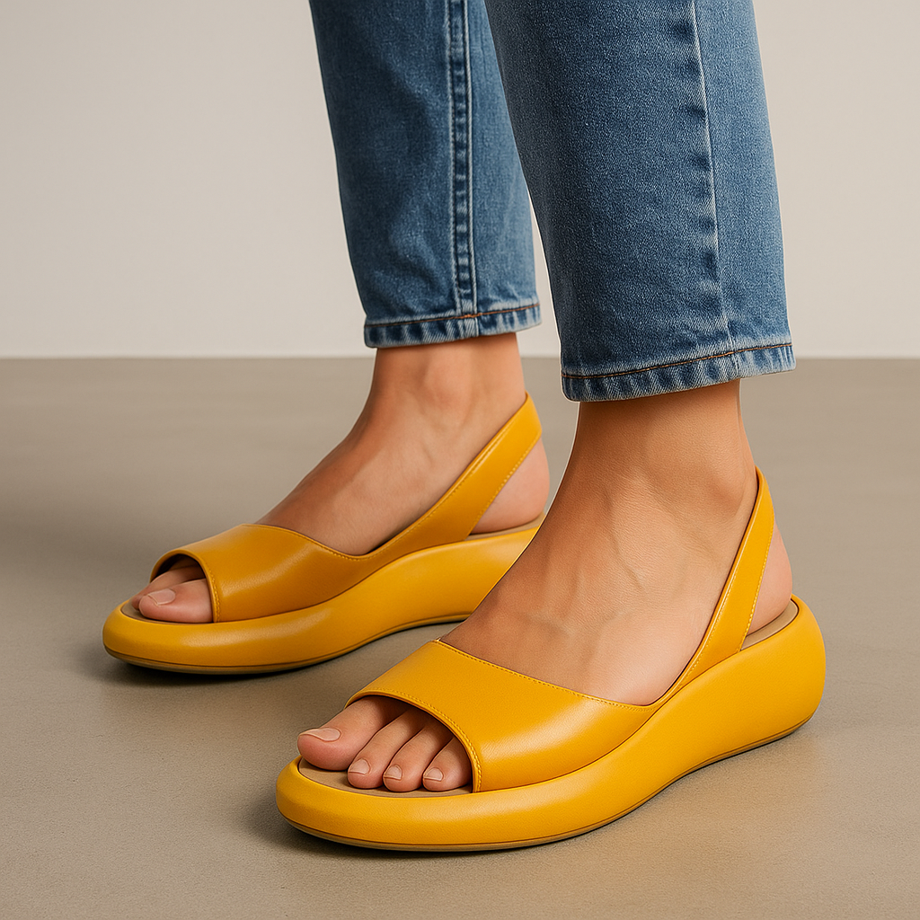 Elegante Damen Komfortschuhe: gepolsterte Sandalen mit weichem Fußbett, perfekt für entspannte Sommertage.