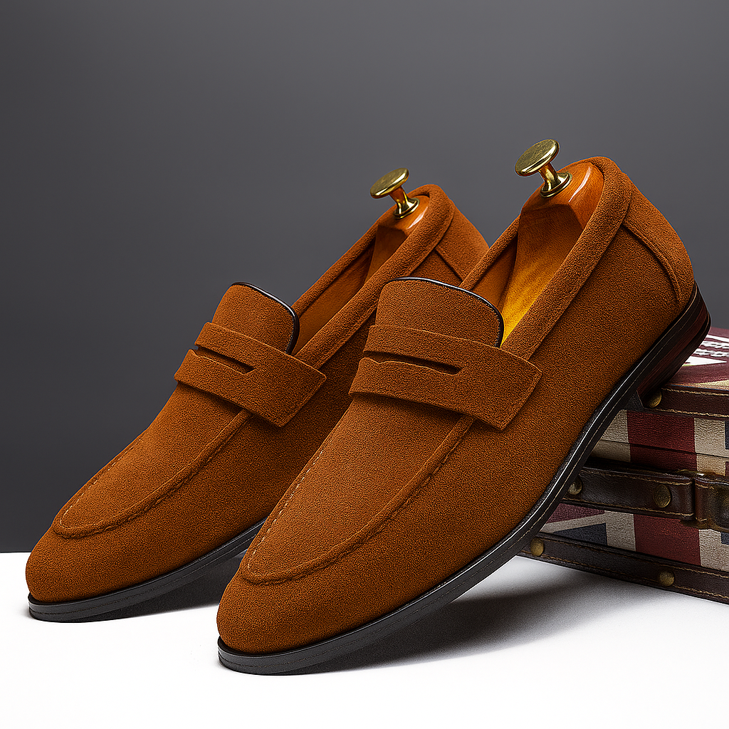 Herren Loafer Nahaufnahme: Zeigt die feine Textur der stilvollen Herrenschuhe, Komfort trifft Eleganz.