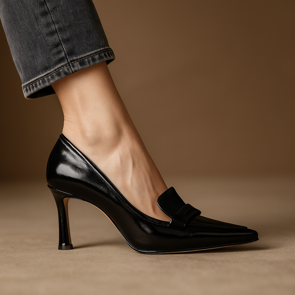 Glänzende Damen Spitzschuh Pumps. Klassische High Heels für Party und formelle Anlässe.