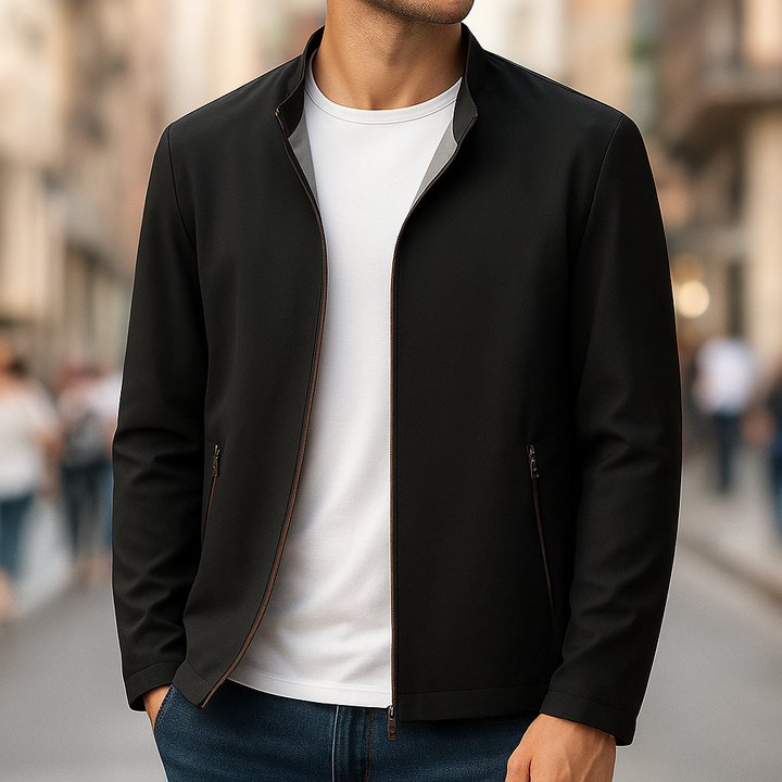 Leichte Herren Jacke mit Reißverschluss, ideal als Übergangsjacke für Frühling und Herbst, moderner Schnitt.