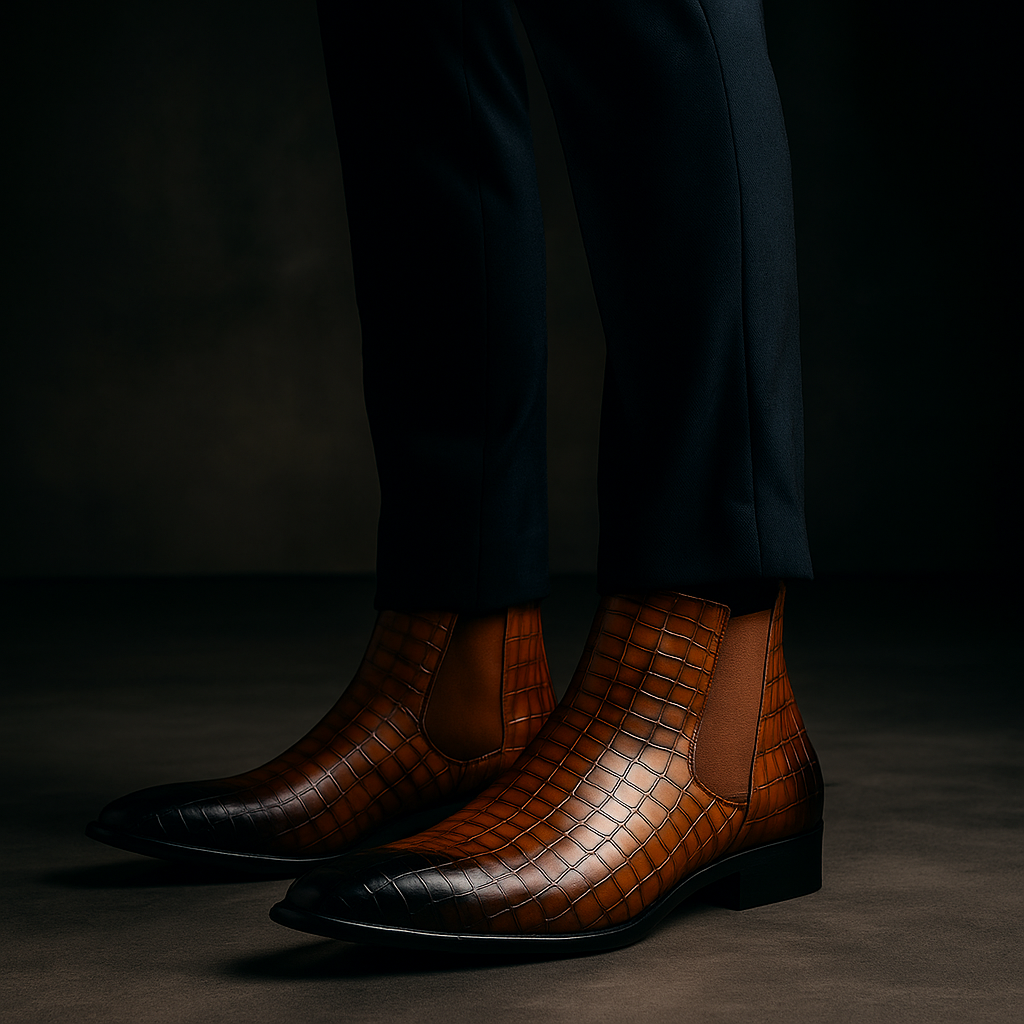 Prägnante Herren Chelsea Boots mit bequemer Innensohle. Der ideale Begleiter für jeden Anlass.