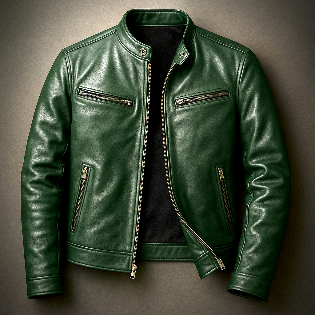 Rückansicht der leichten Herren Vintage Jacke, stilvoll & bequem für Frühling & Herbst.