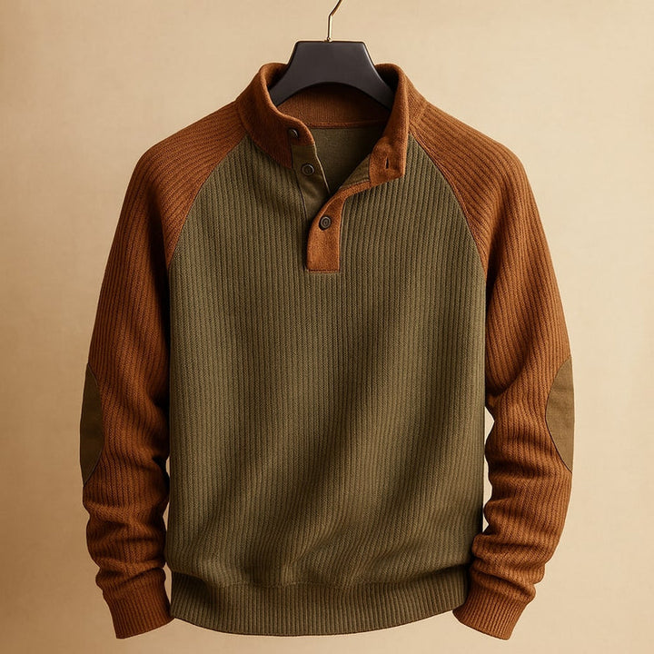 Herren Langarmshirt Isaarel, Oberteil mit Stehkragen, perfekt für moderne Herrenmode.