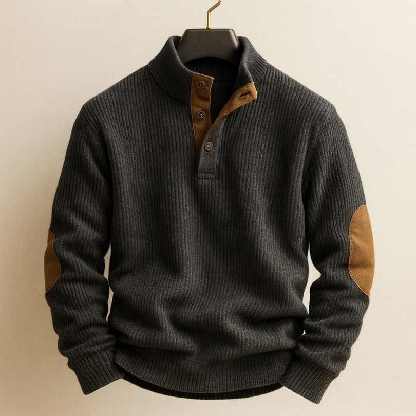 Herren Langarmshirt Isaarel mit Stehkragen, hochwertige Herbstmode für anspruchsvolle Männer.