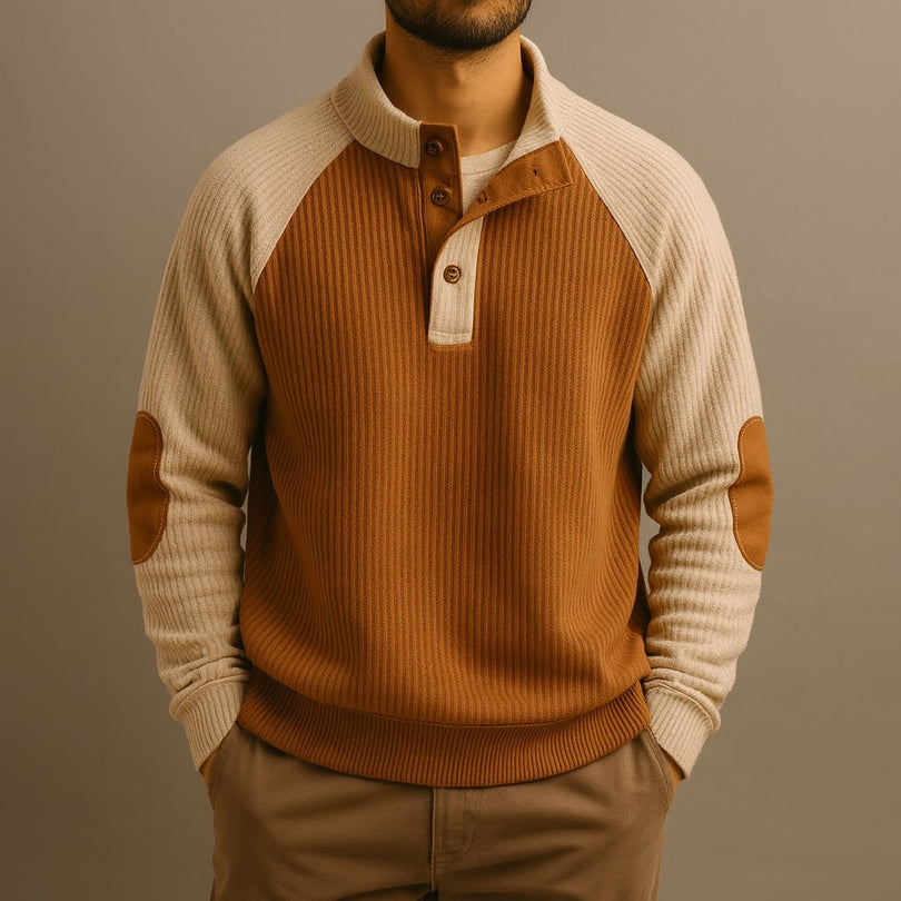Lässiges Herren Oberteil Isaarel, Stehkragen, langärmlig, ideal für entspannte Winterlooks.