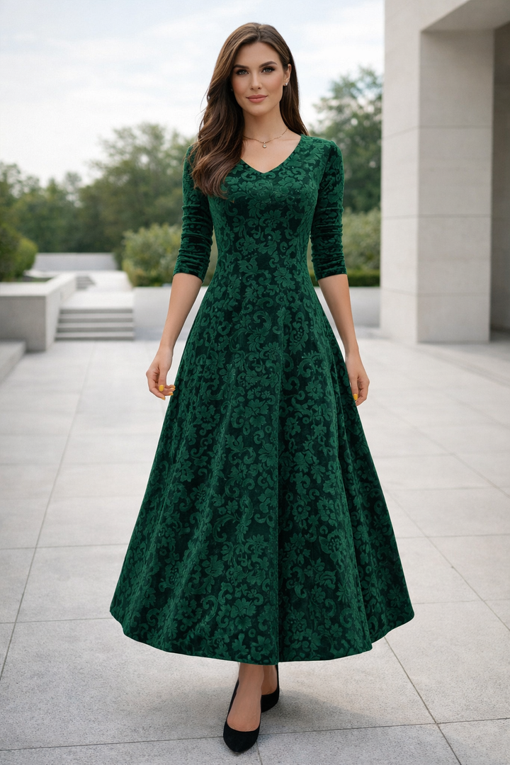 Vielseitiges Damenkleid mit V-Ausschnitt, ideal als Büro- oder Freizeitkleid.