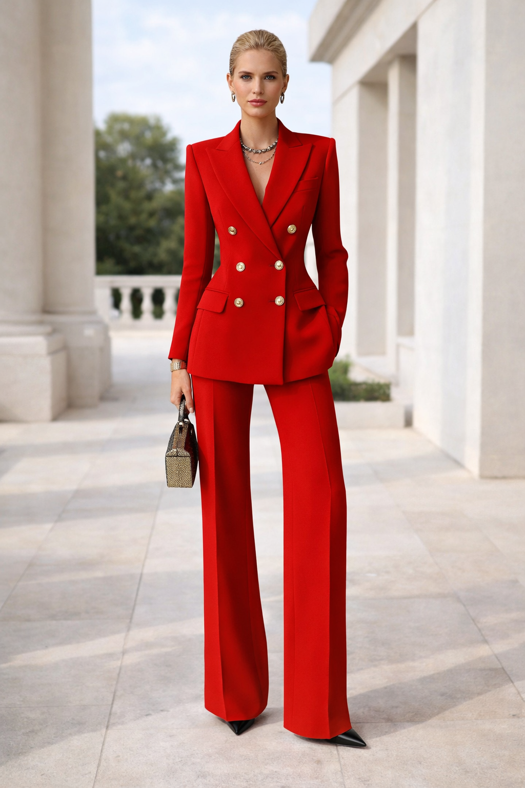 Moderner Damen Business Anzug. Zweiteiliges Set mit elegantem Blazer und stilvoller Hose, Regular Fit.