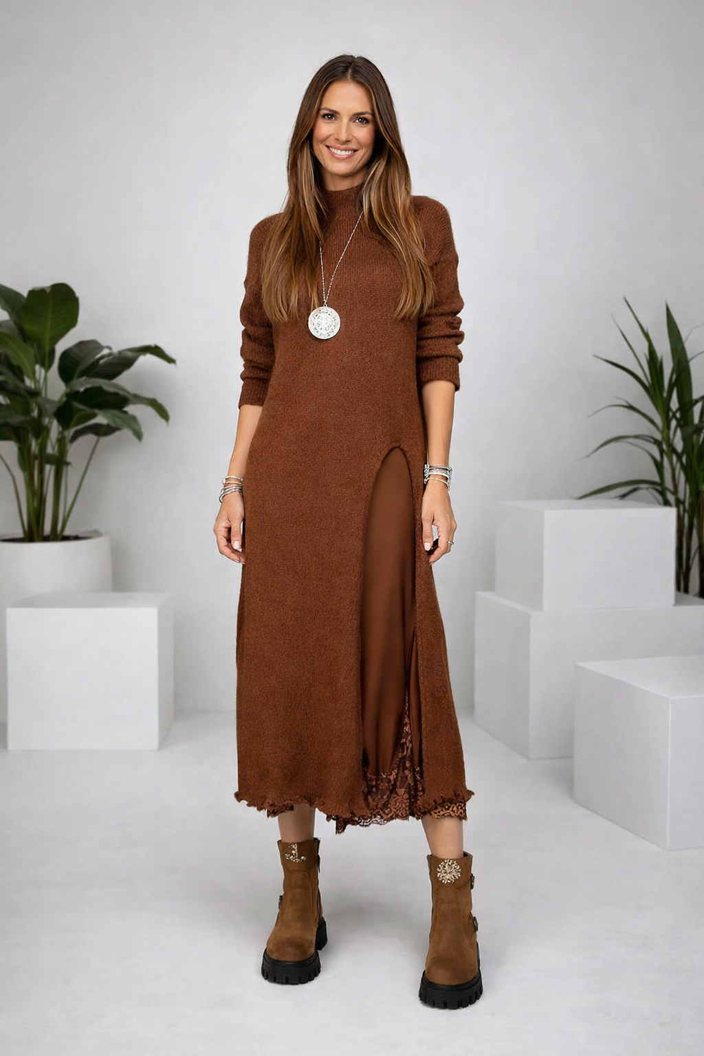Eleganter Damen-Pullover aus dem Zweiteiler-Set, perfekt für gemütliche, moderne Alltags-Looks.