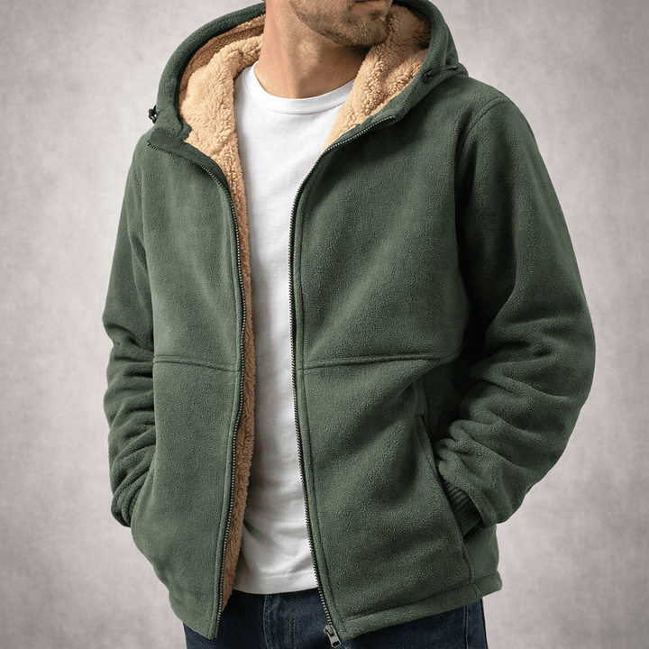 Herren Kapuzen-Fleecejacke, warm, kälteschutz, für Outdoor-Abenteuer im Winter.