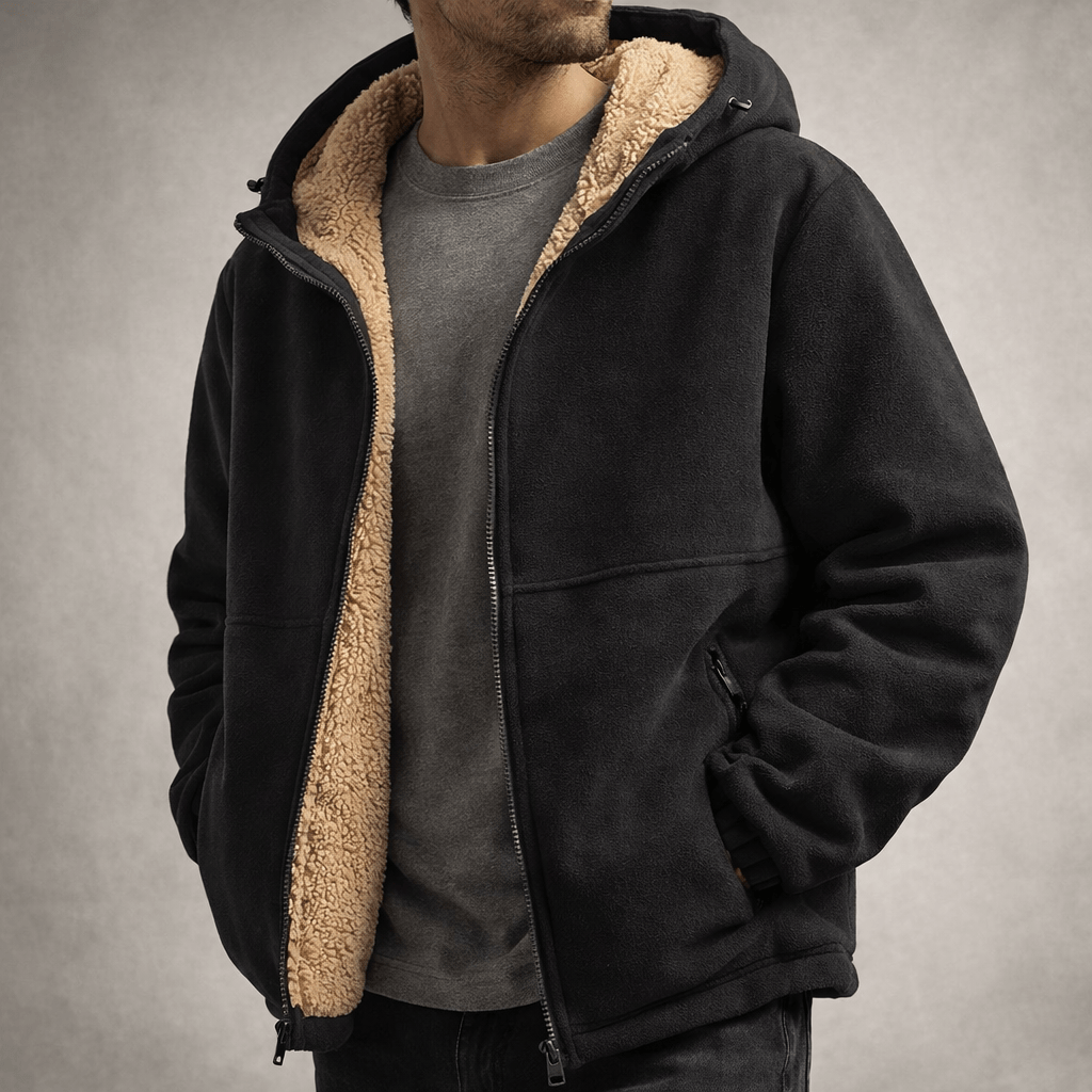 Herren Fleece-Kapuzenjacke, warm & bequem, für kalte Winter- und Herbsttage.