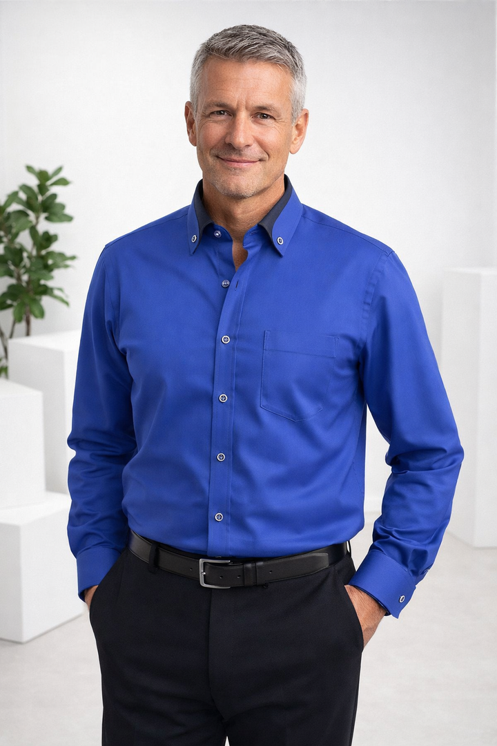 Elegantes Herren Langarmhemd, schlanker Schnitt. Klassisches Design macht es zum Must-have für Business & Freizeit.