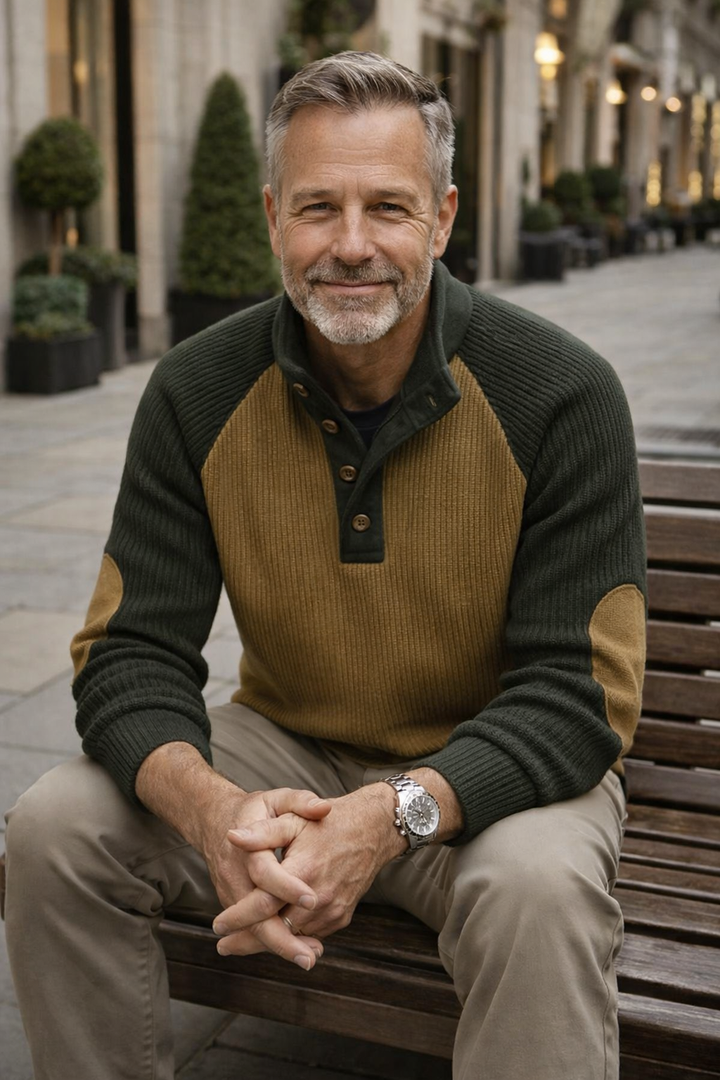 Stylischer Herren Pullover Isaarel, langarm, Stehkragen, ideal für Herbst- & Wintermode.