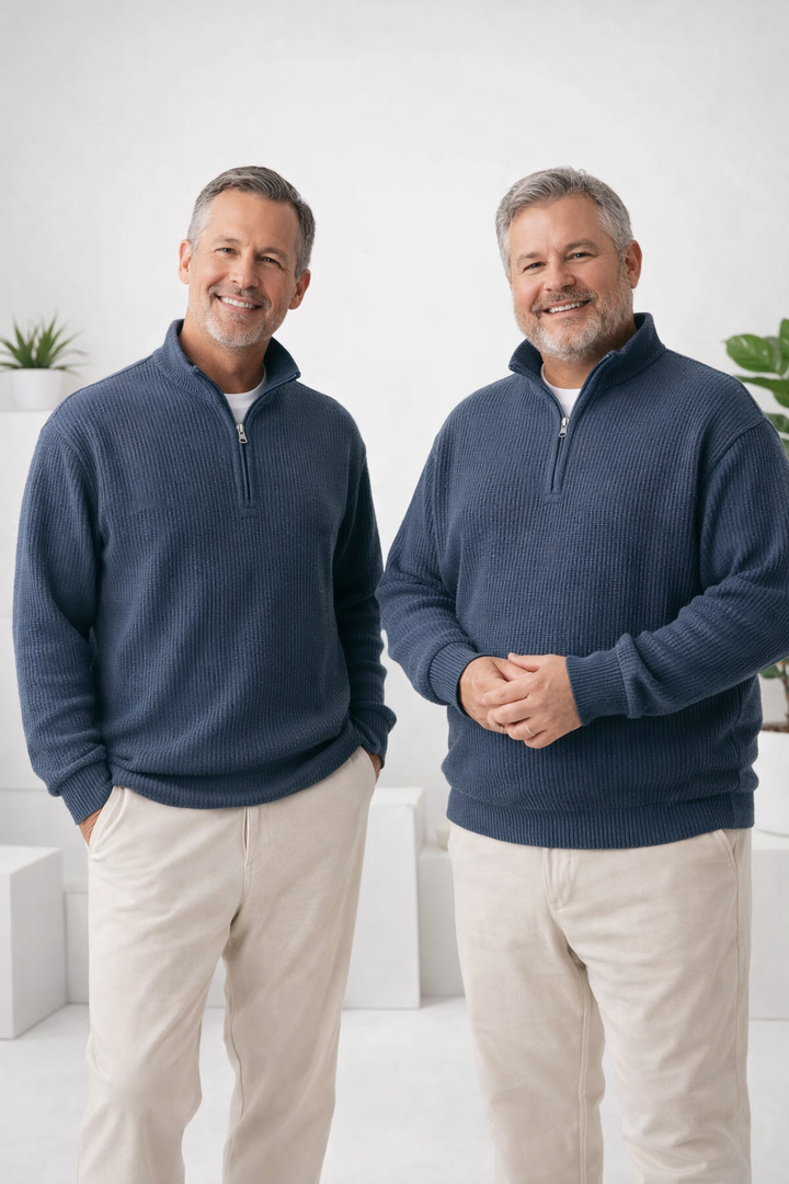 Smart-Casual Herren Pullover mit Stehkragen & Reißverschluss, Langarm, ideal für Büro und Abendmode.
