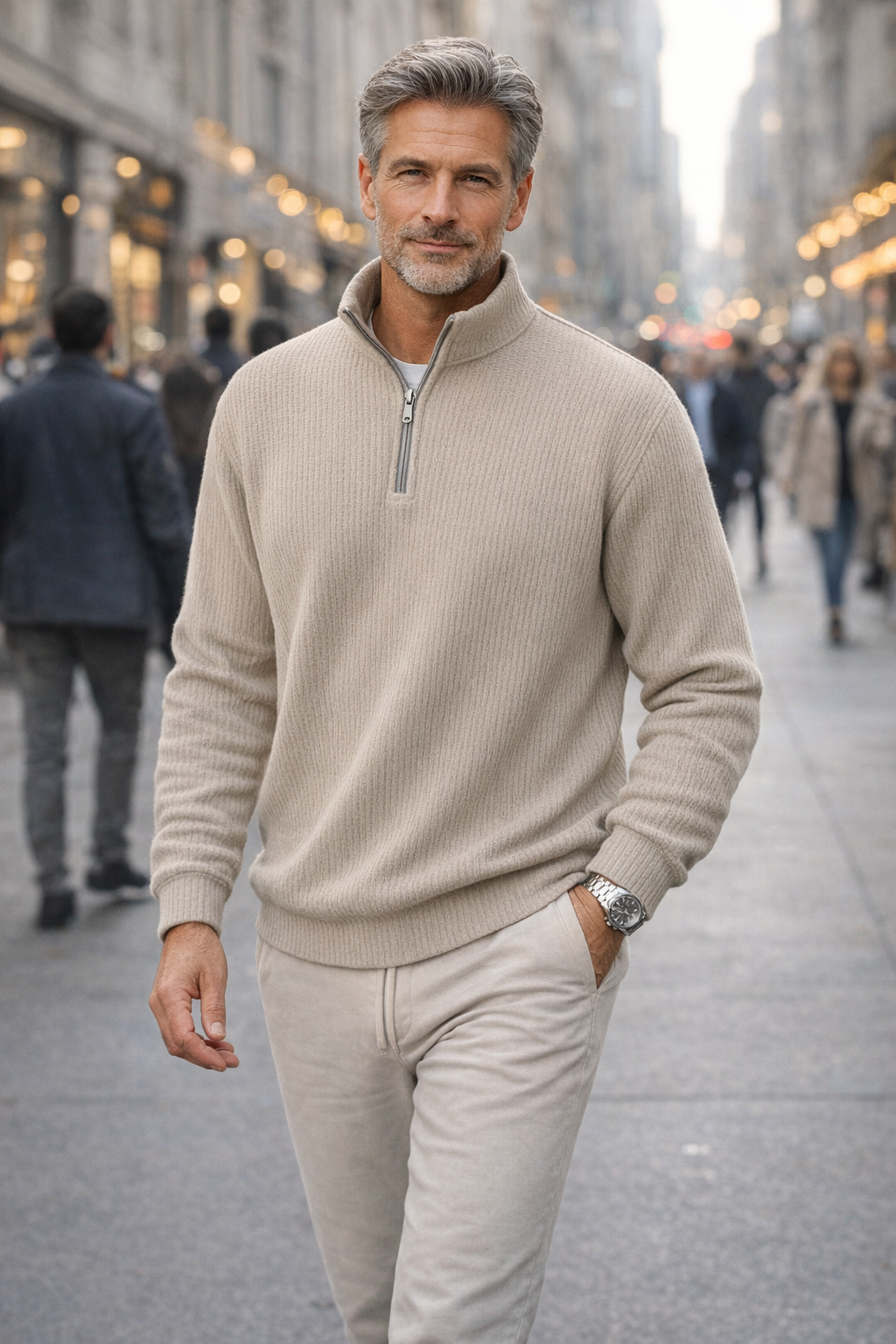 Bequemer Herren Stehkragen Pullover mit Reißverschluss, perfekt für ganzjährigen Stil und vielseitige Outfits.