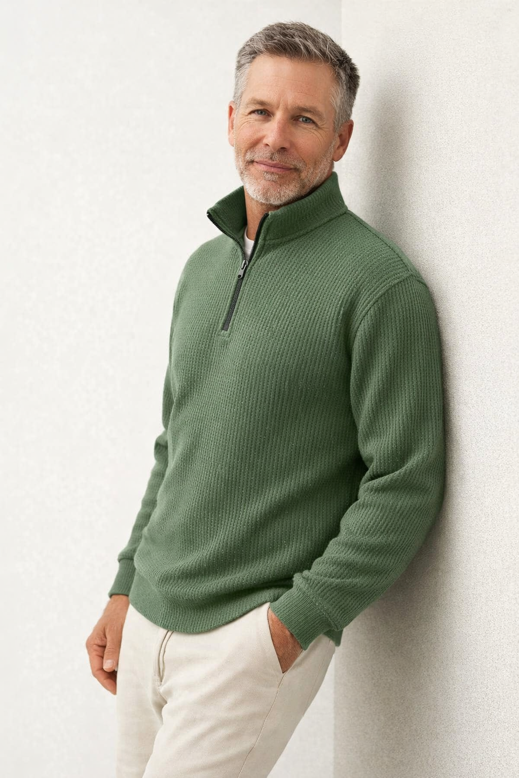 Lässiger Herren Reißverschluss Pullover mit Stehkragen, ideal für entspannte Tage & stilvolle Freizeitaktivitäten.