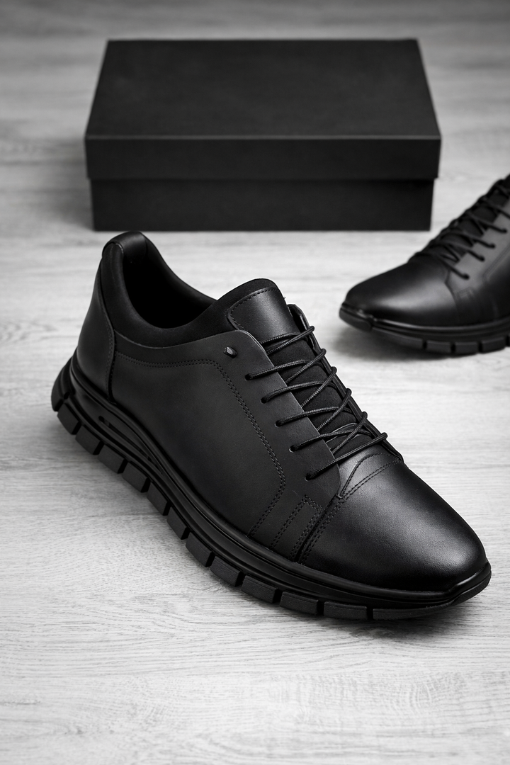 Nahaufnahme eleganter Herren-Schnürschuhe aus poliertem Leder, feine Nahtdetails. Perfekt für Business-Look.
