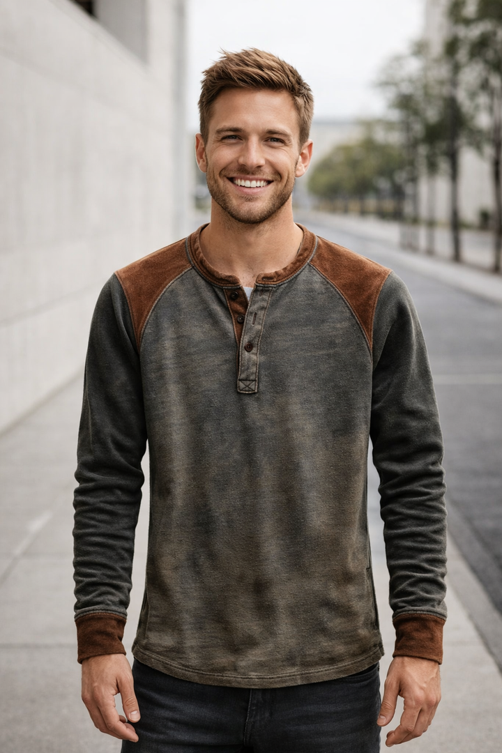 Vielseitiges graues Herren Langarmshirt im Regular Fit, ideal kombinierbar für Freizeit & Alltag.