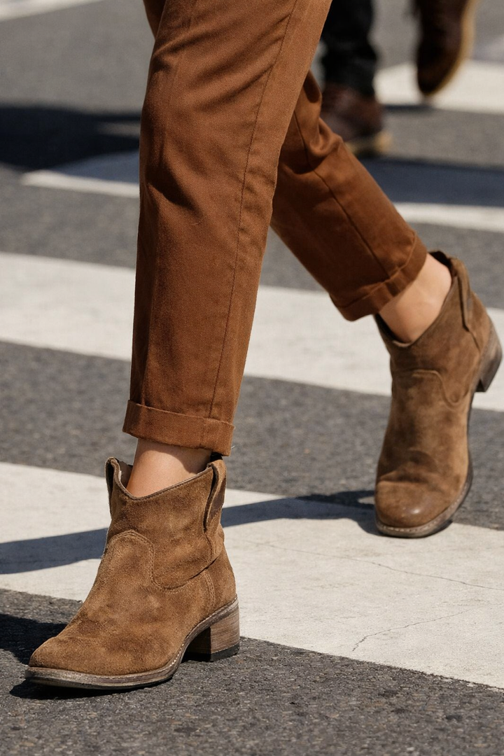 Zeitlose elegante Damen Stiefeletten; bequeme Alltagsschuhe mit modischem Blockabsatz für Frauen.