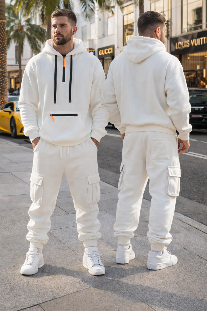 Sportliches Herren Winterset (Große Größen). Gemütlicher Hoodie & bequeme Hose, ideal für Freizeit & Sport.