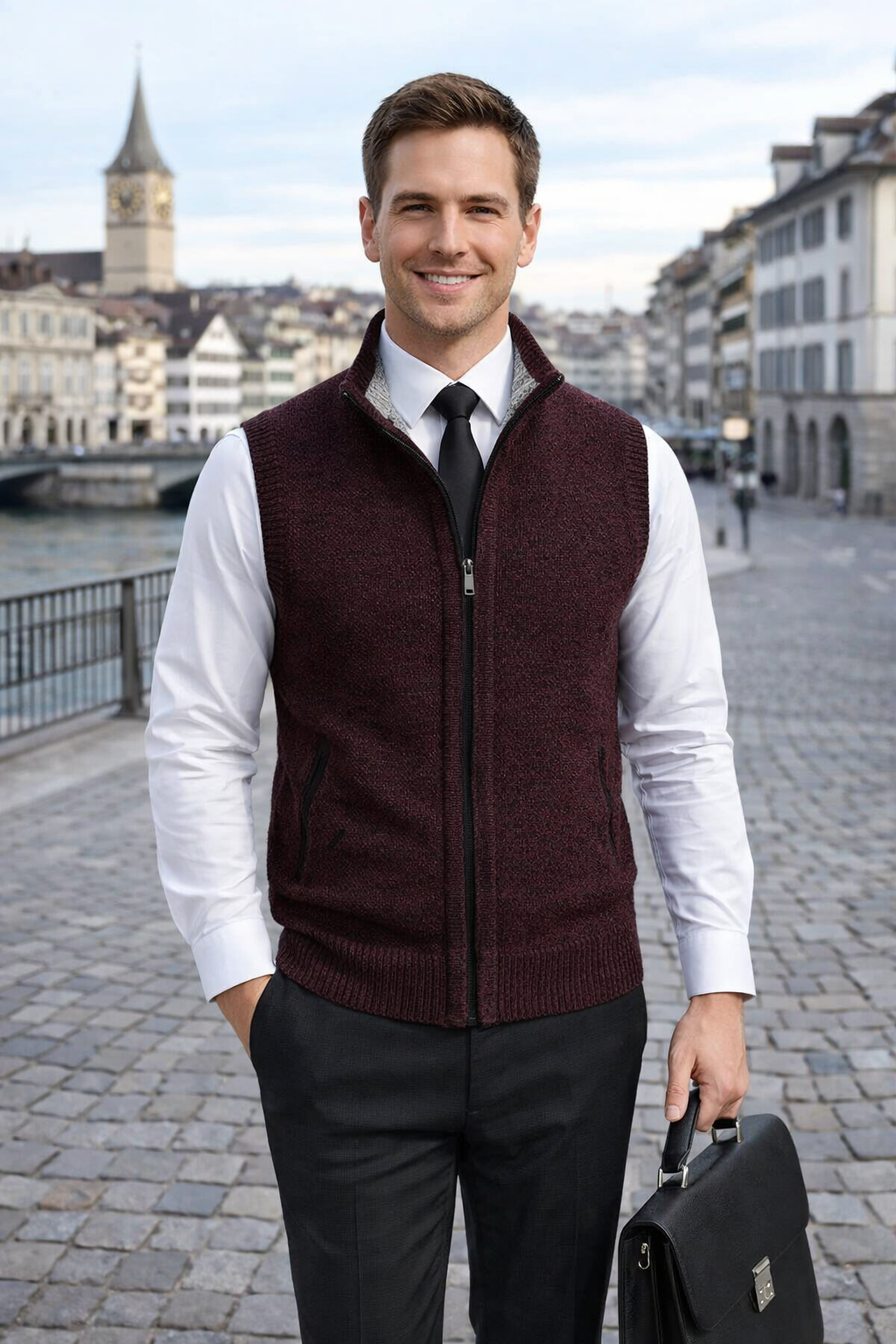 Modisches Herrengilet, ideal für Business-Casual und Freizeit, mit klarem Design.
