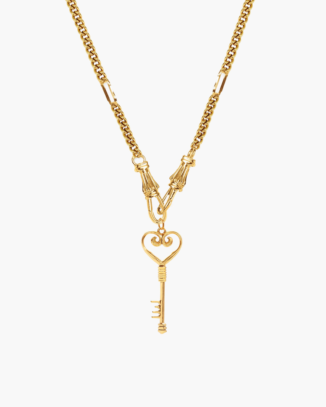 Trendige Edelstahl Halskette für Frauen, goldfarben, mit sicherem Charm Holder Verschluss.
