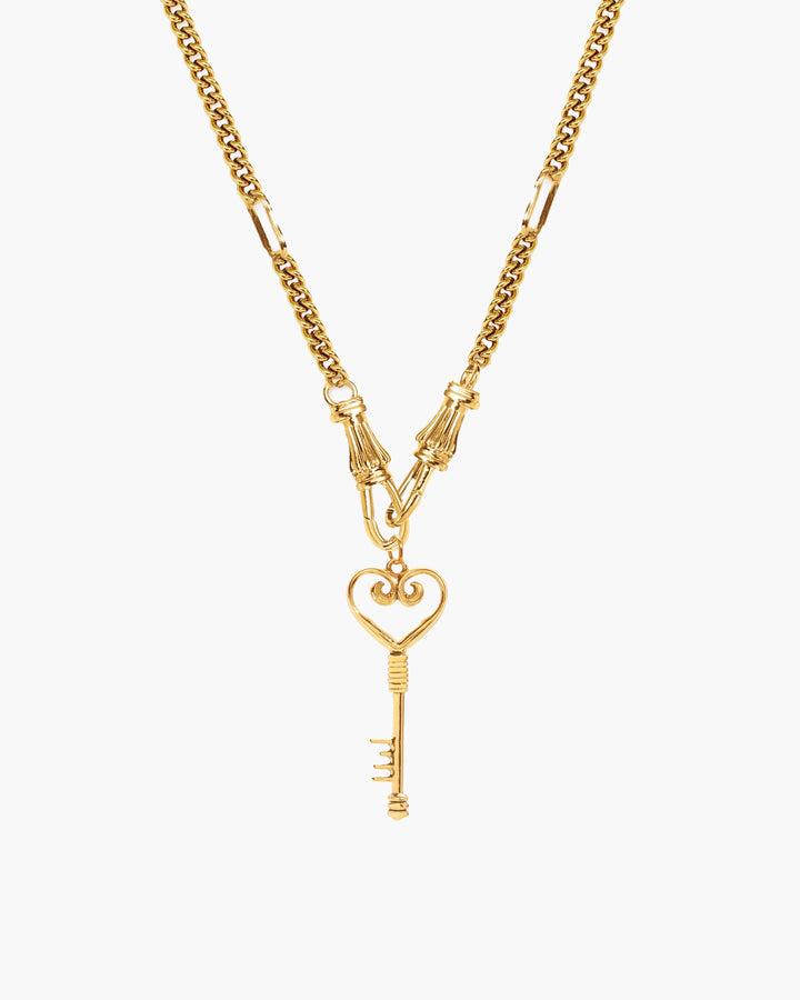 Trendige Edelstahl Halskette für Frauen, goldfarben, mit sicherem Charm Holder Verschluss.