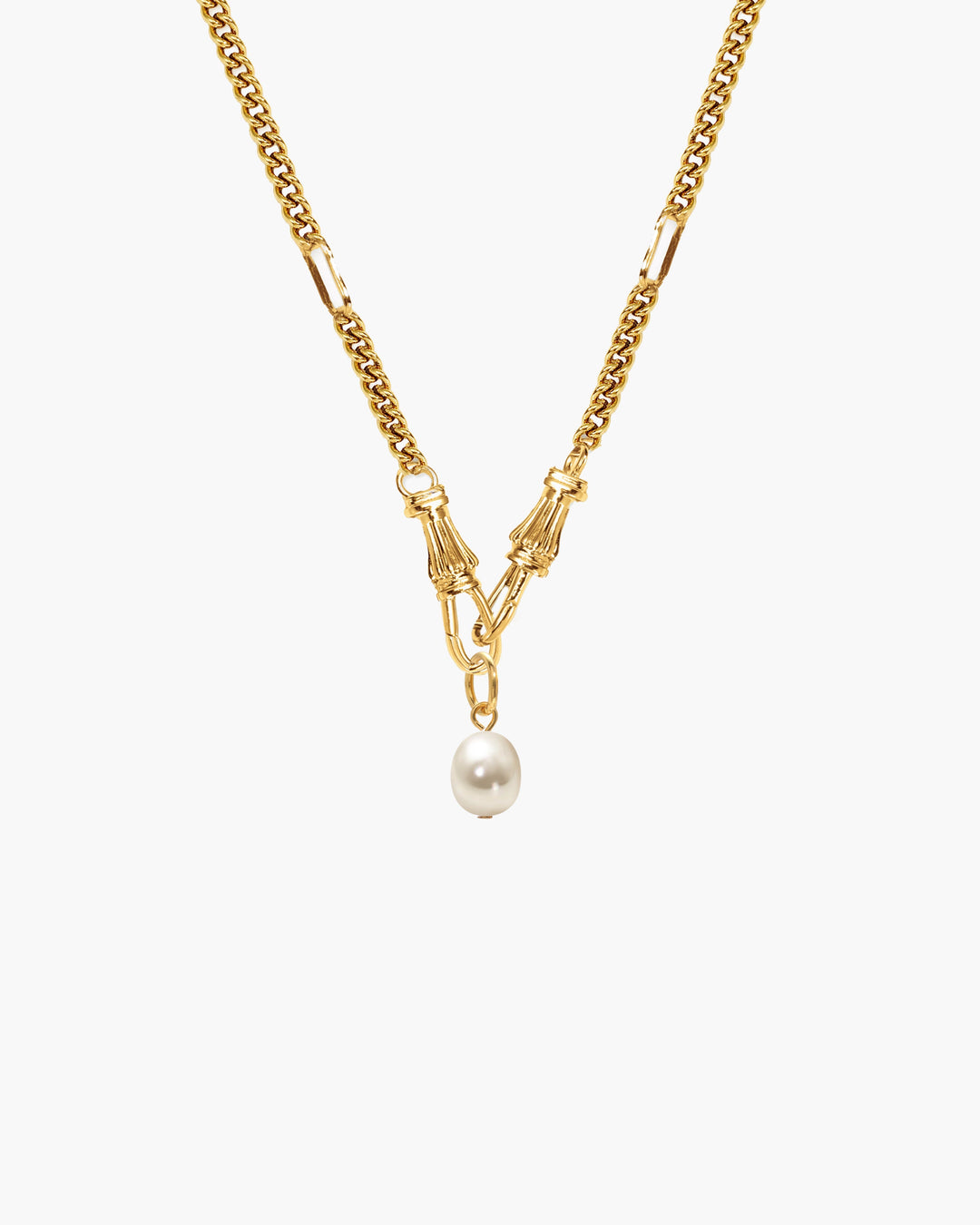Stilvolle Edelstahl Halskette, goldfarben, Damen Schmuck mit praktischem Charm Holder.