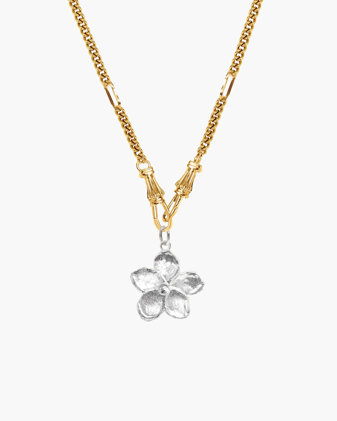 Geschenkidee: Goldfarbene Damen Halskette aus Edelstahl mit innovativem Charm Holder Verschluss.