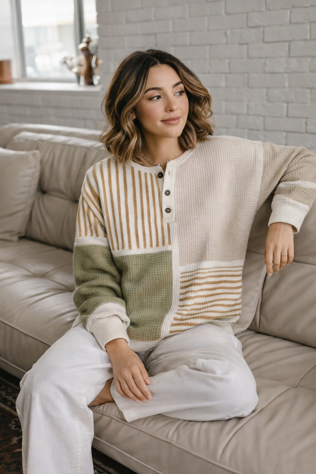 Lässiges Damen Gemustertes Sweatshirt. Vielseitiger, bequemer Pullover für Alltagsmode im Herbst/Winter.