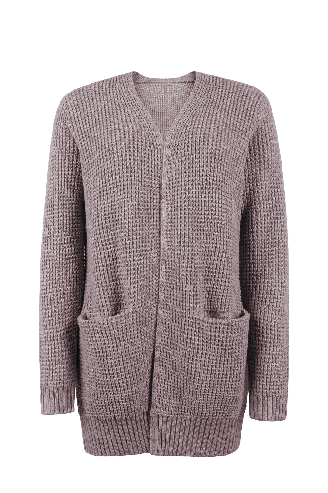 Elegante Damen-Strickjacke im Lagenlook, gemütlich und schick für die Herbstmode.