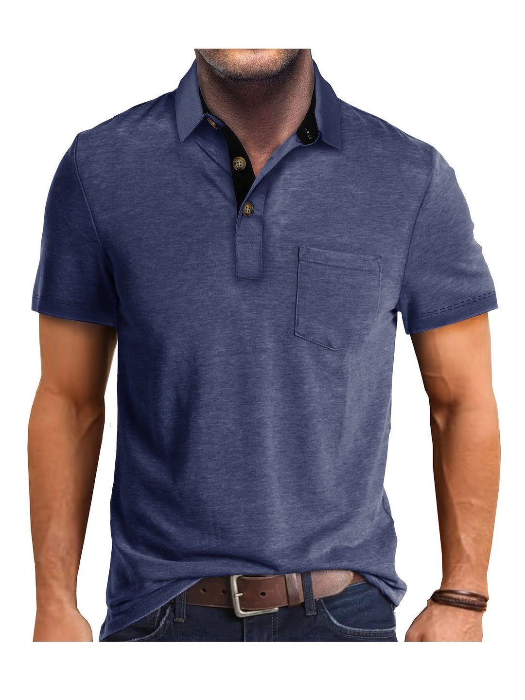 Herren Poloshirt mit Brusttasche. Stilvolles, modernes Kurzarm-Poloshirt für Freizeit & Business Casual.