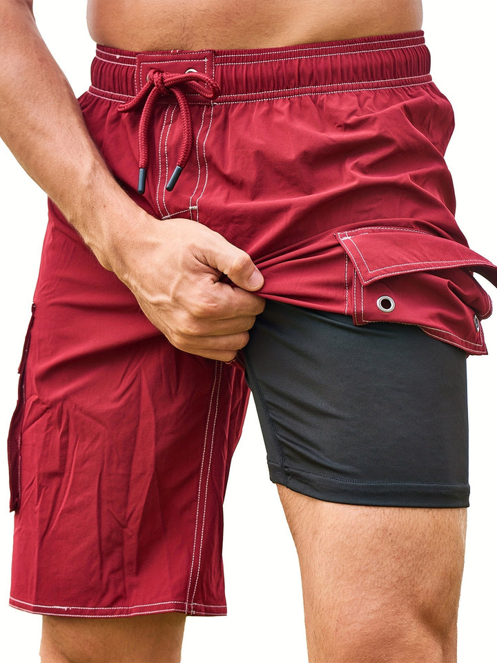 Herren Bermuda Shorts für den Sommer, komfortabel, elastisch, mit praktischer Innenhose für Sport.