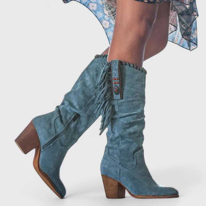 Damen Schnürstiefel im Vintage-Look mit Reißverschluss. Stilvolle, bequeme & rutschfeste Herbst- & Winterstiefel.