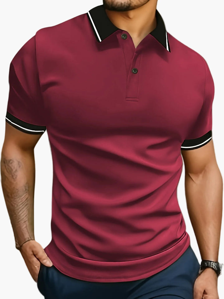 Leichtes Sommershirt Herren Poloshirt, kurzarm, mit modischem Kontrastkragen.