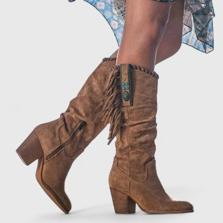 Vielseitige Damen Vintage Stiefel, perfekt als Herbst- oder Winterstiefel. Stilvoll, bequem, rutschfest mit Schnürung.