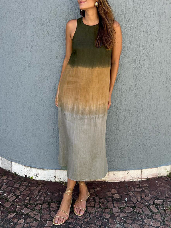 Luftiges langes Freizeitkleid für Damen, weich und fließend, in harmonischen Naturfarben.