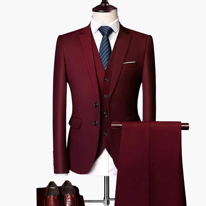Vielseitiger Herren Anzug 3-teilig Slim Fit, passend für Business, Hochzeit & Freizeit.