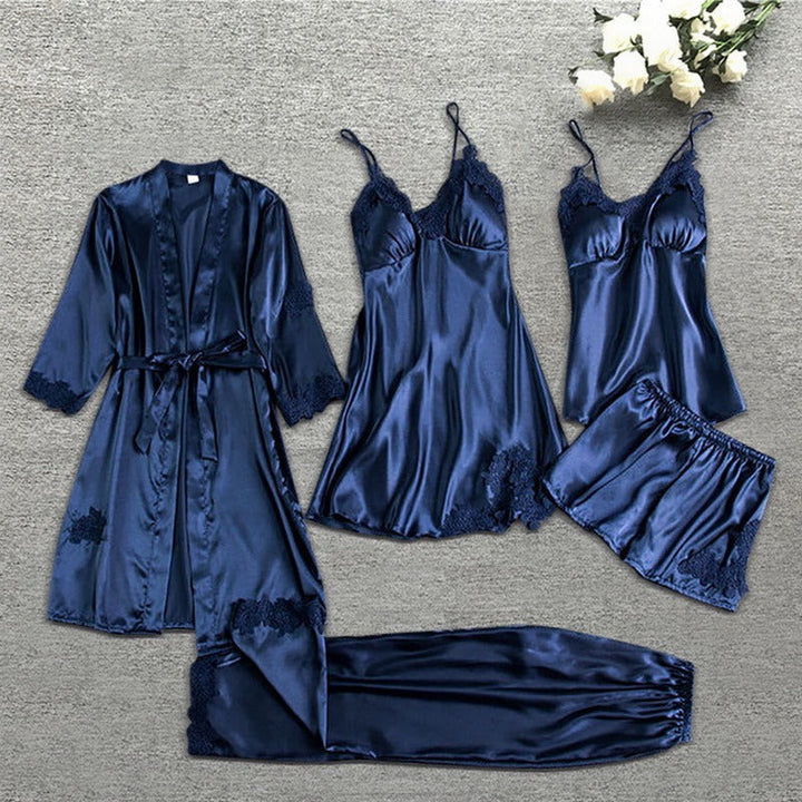 Elegantes Damen Spitzen Schlafanzug-Set, zweiteilig, für luxuriösen Komfort und stilvolle Nachtwäsche.
