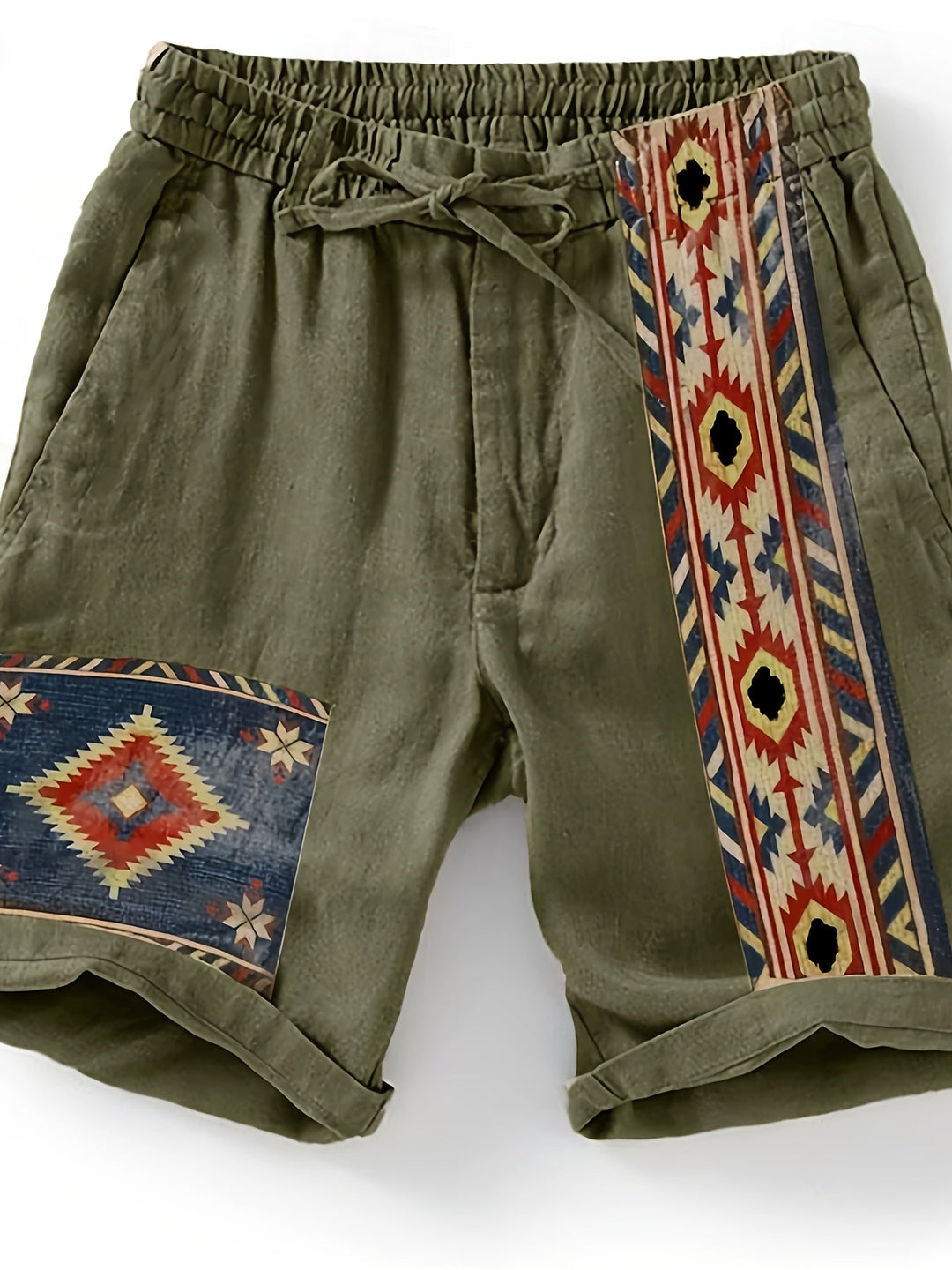 Bequeme & stylische Herren Ethno-Shorts mit geometrischem Muster für Freizeit, Urlaub und warme Tage.