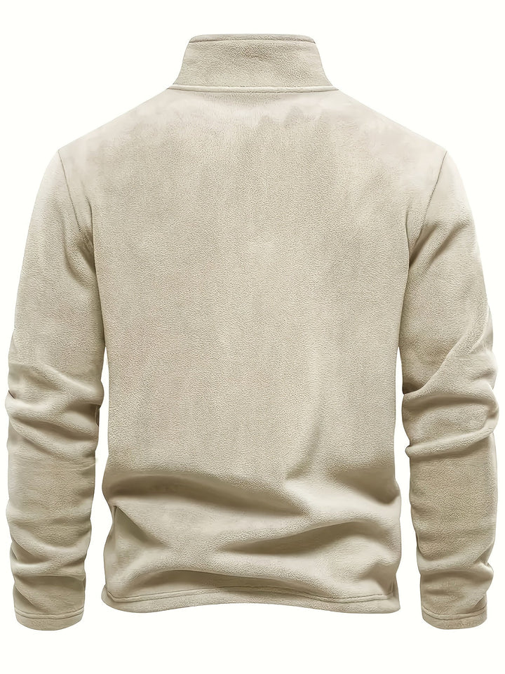 Eleganter Herren Half-Zip Sweater mit Stehkragen. Langarm-Pullover, optimal für kalte Tage und Herrenmode.