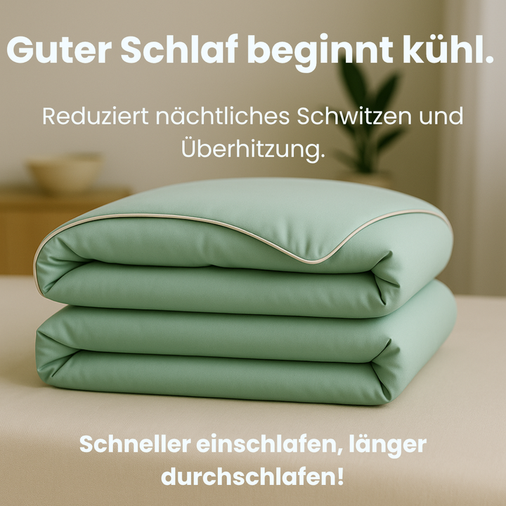 Reduziere Schwitzen mit der innovativen Eisseide-Schlafdecke, die kühl und frisch hält.