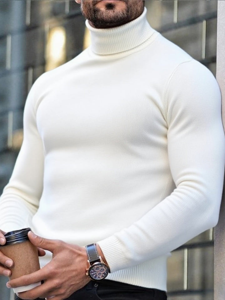 Warmer Herren Rollkragenpullover, ideal für Wintermode, einfarbig, bequem und elegant. Perfekt für kalte Tage.