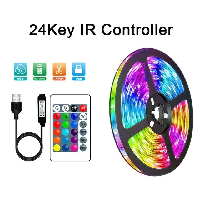 Moderner RGB LED-Streifen für Smart Home Ambiente; ideal als TV-Hintergrund & dekoratives Raumlicht.