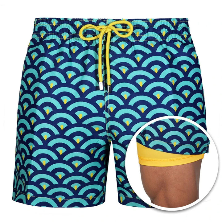 Bequeme doppellagige Herrenshorts für Freizeit & Sport, atmungsaktive Sommerhose.